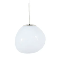 Tom Dixon, lámpara colgante LED Melt, Ø 28 cm, color ópalo/plateado