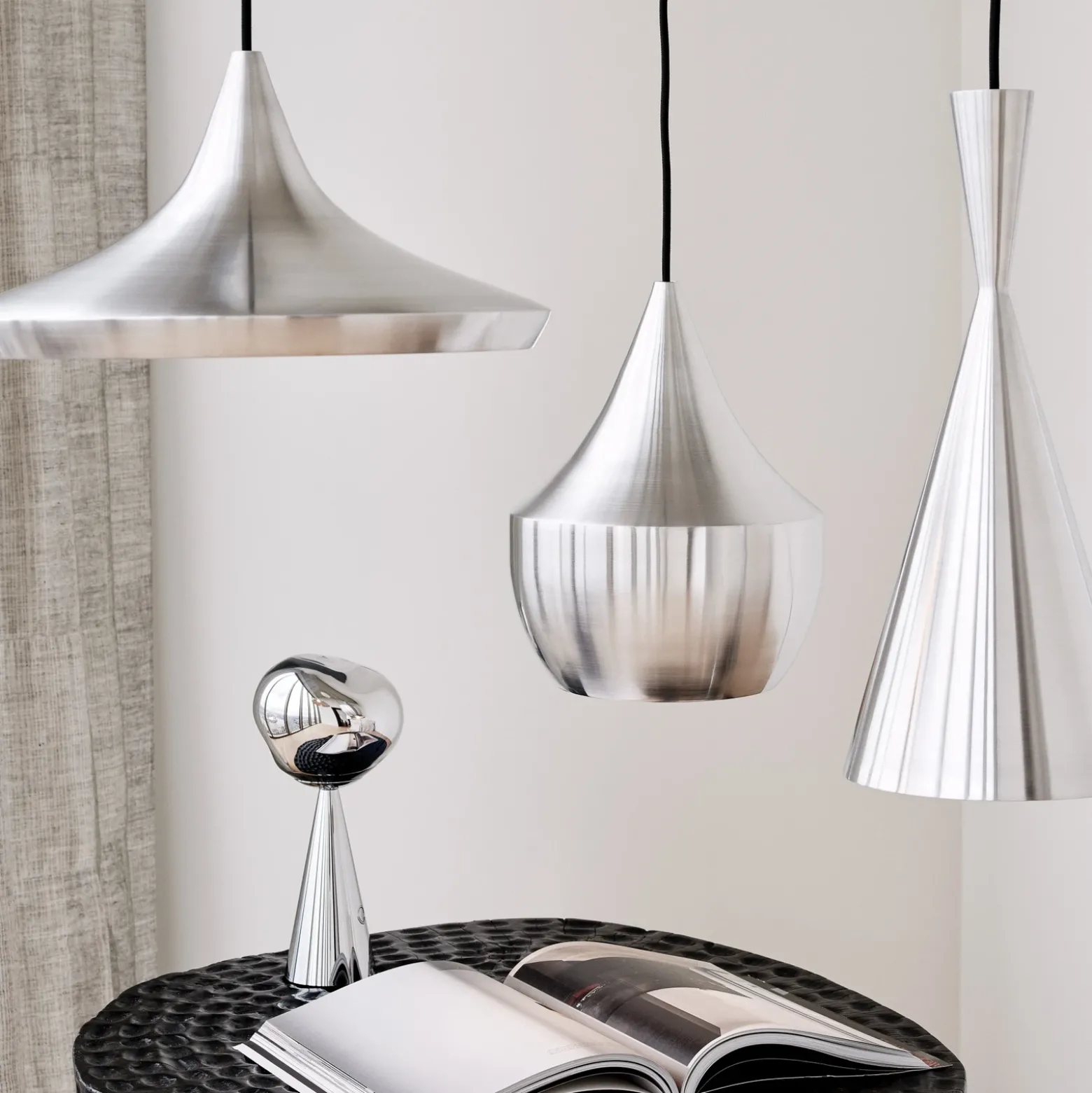 Tom Dixon Lámpara colgante LED Beat Wide Unbeaten, color aluminio