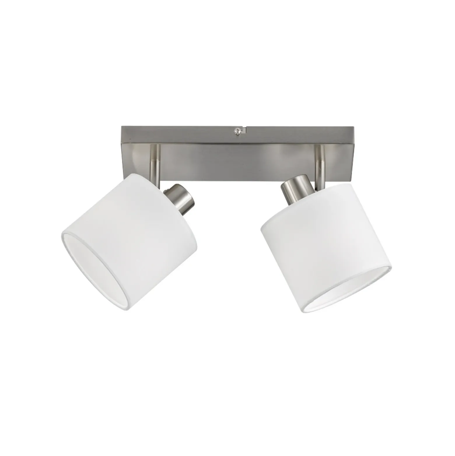 Tommy downlight de techo, níquel/blanco, longitud 28 cm, 2 luces de tela