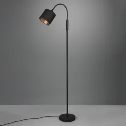 Tommy lámpara de pie, negro/oro, altura 130 cm, metal/tejido