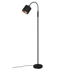 Tommy lámpara de pie, negro/oro, altura 130 cm, metal/tejido