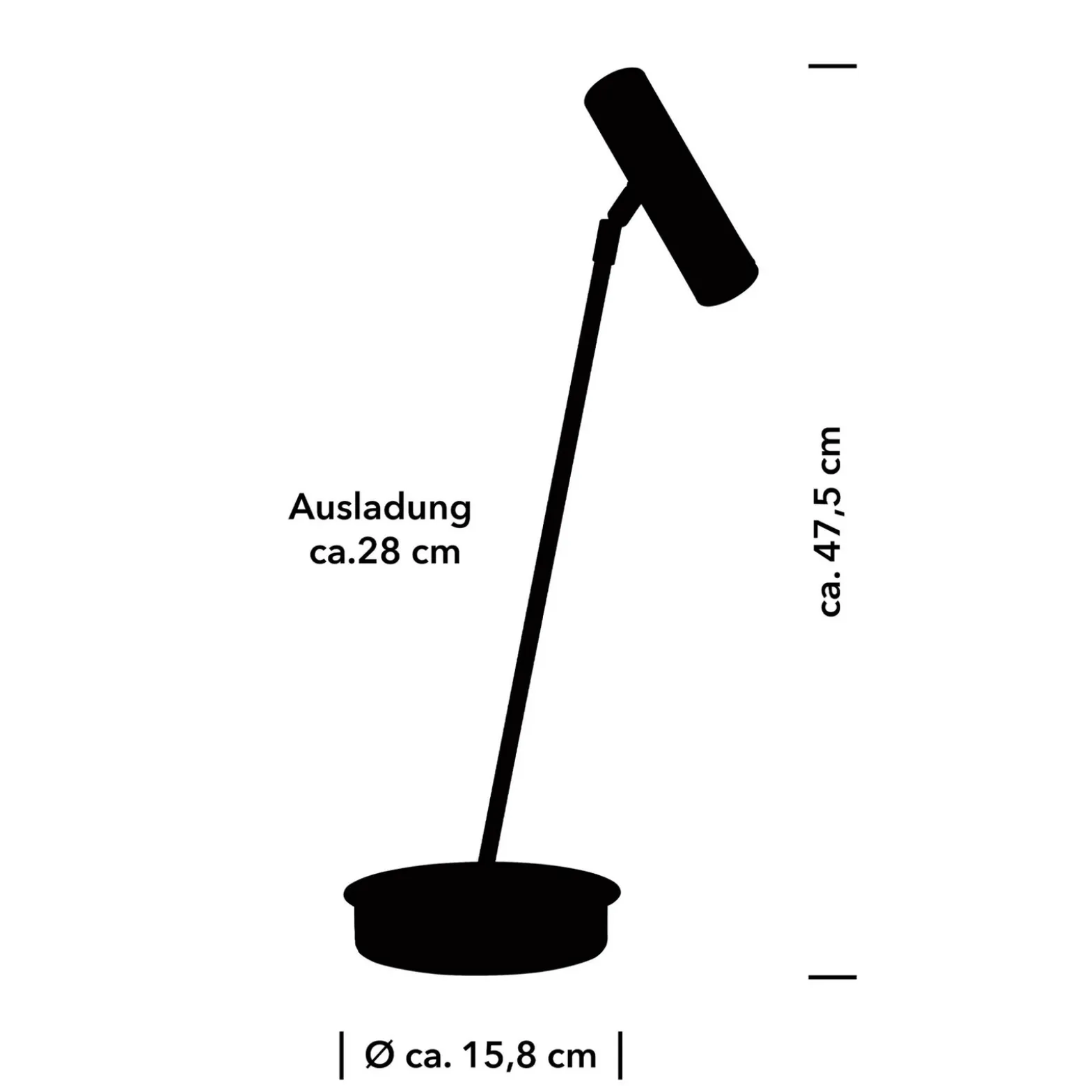 Tom Pro lámpara de mesa LED, negro, altura 47 cm, CCT, atenuador