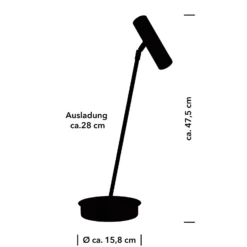 Tom Pro lámpara de mesa LED, negro, altura 47 cm, CCT, atenuador