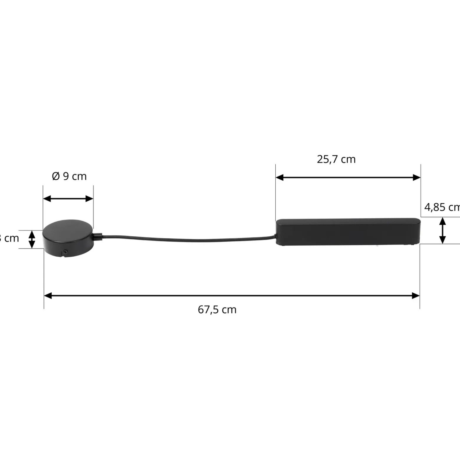 Transformador LED Lindby Lumaro, negro, longitud 67,5 cm, 100W