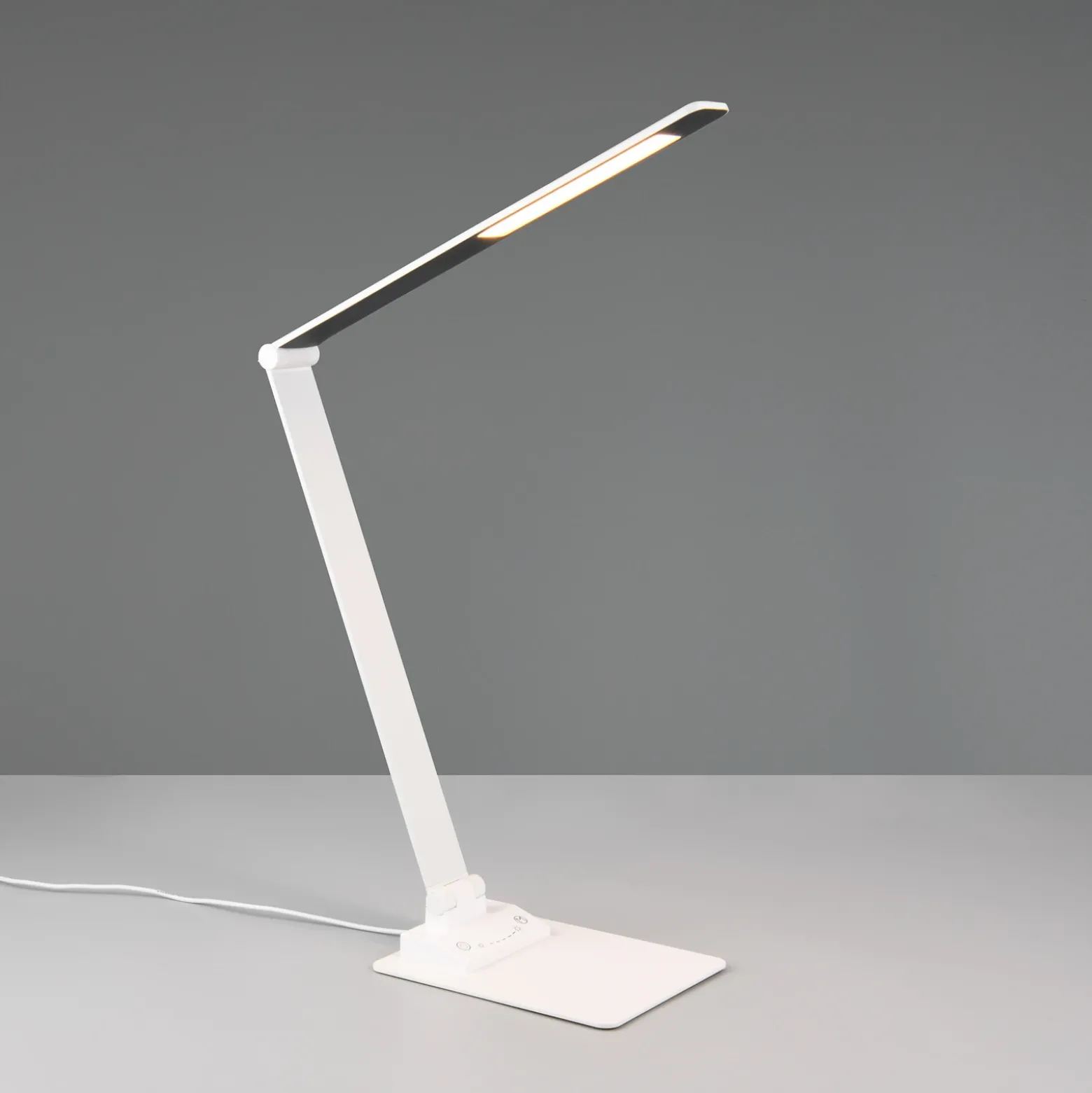 Travis Lámpara de mesa LED, blanca, CCT, atenuable, táctil, USB