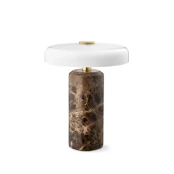 Trip LED lámpara de mesa recargable, marrón / blanco, mármol, vidrio, IP44