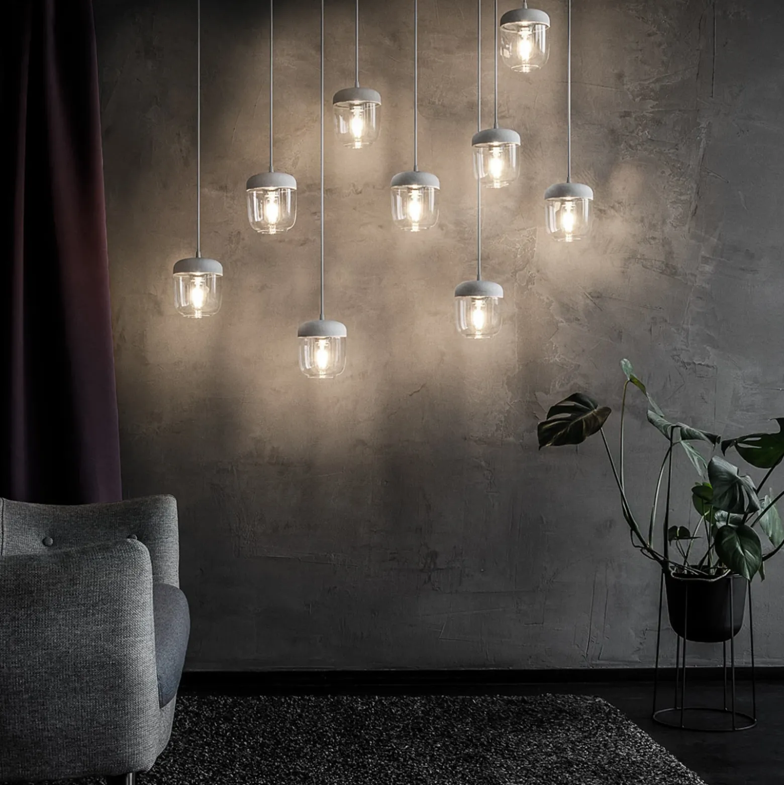 UMAGE Acorn lámpara colgante blanco/acero, 1 luz