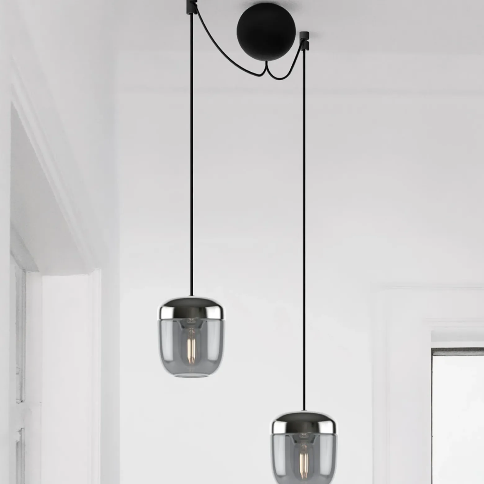 UMAGE Acorn lámpara colgante 2 luz gris humo acero
