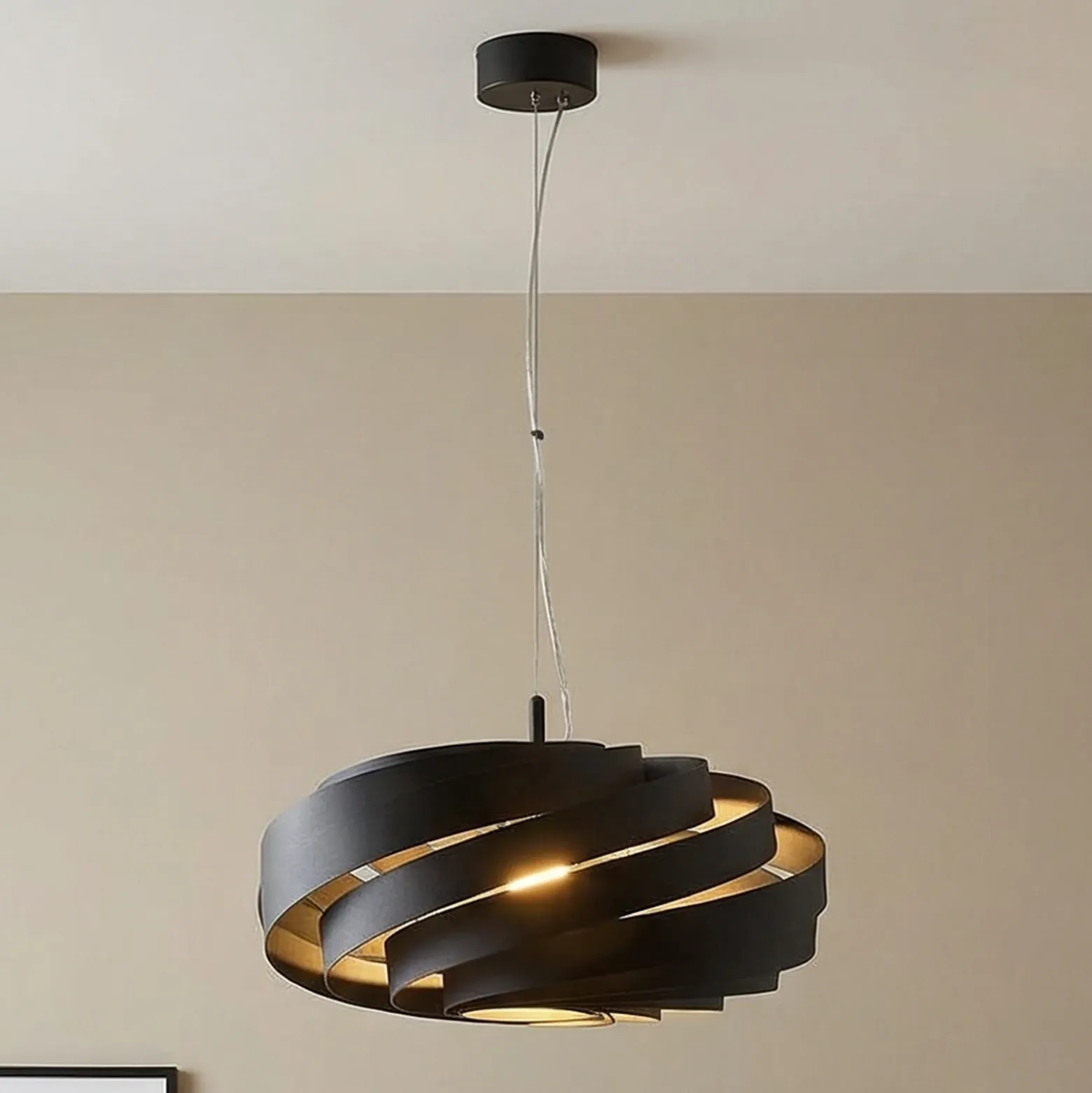 Vento lámpara colgante, negro, Ø 60 cm, metal, E27