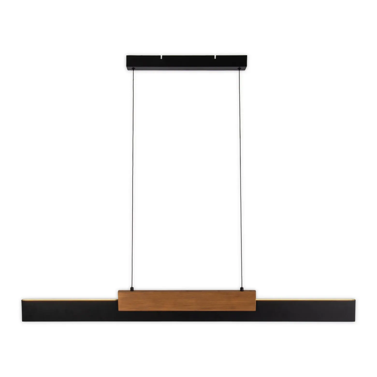 Wiebke Lámpara colgante LED, detalle en madera negra 120,5 cm atenuable