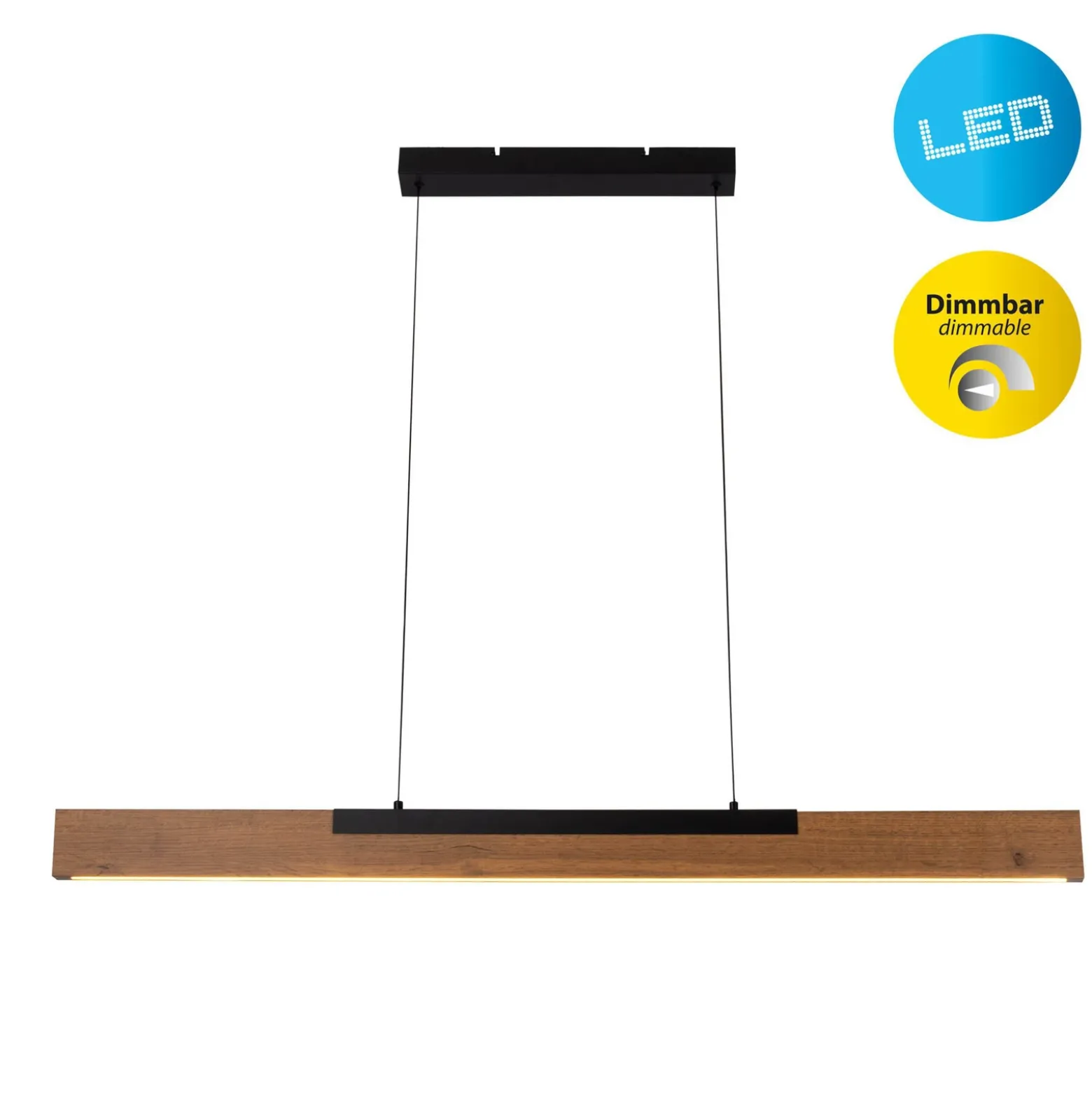 Wilma Lámpara colgante LED, madera, longitud 122 cm, atenuable