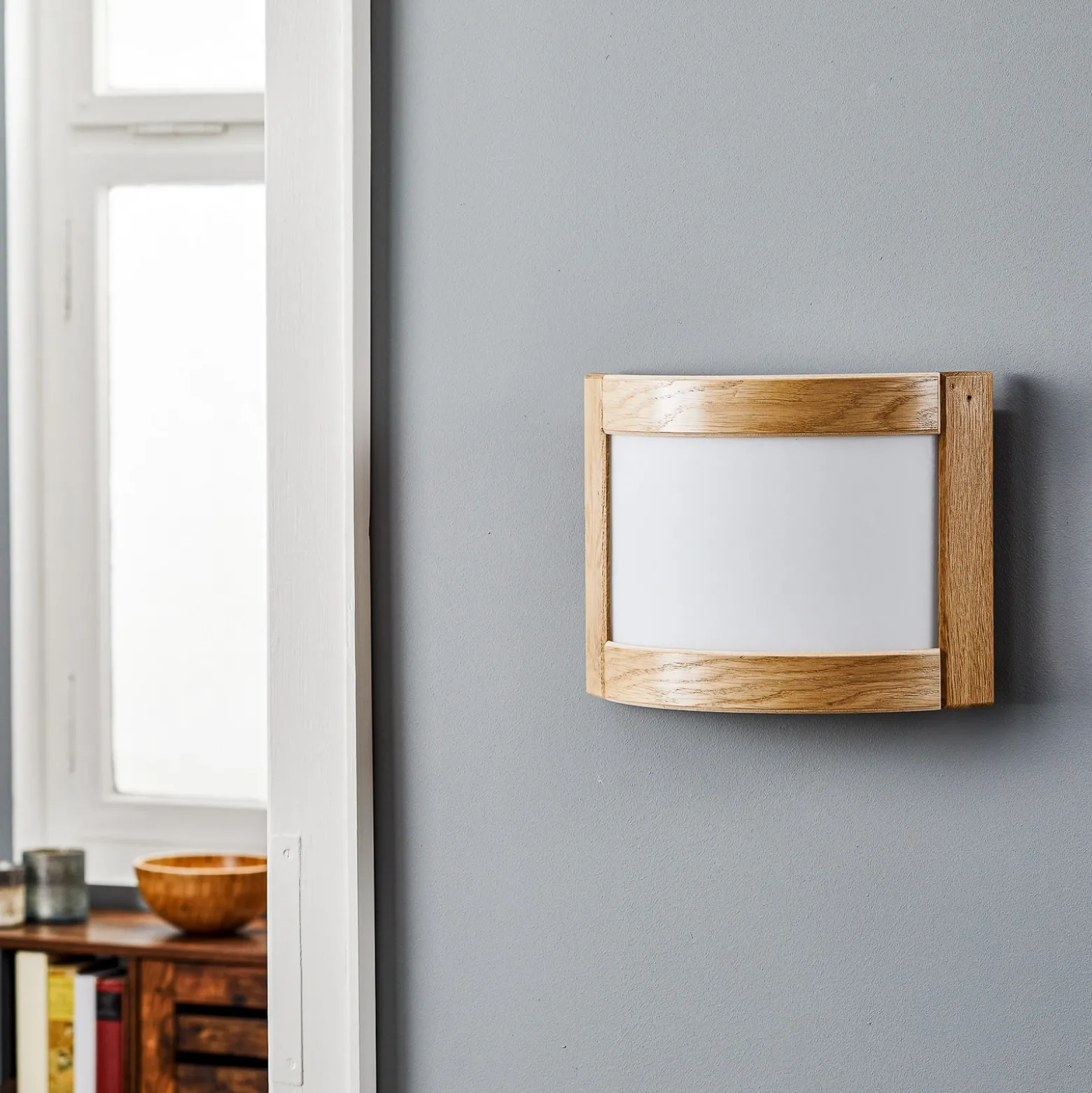Zanna aplique de pared de madera, altura 22 cm, roble claro