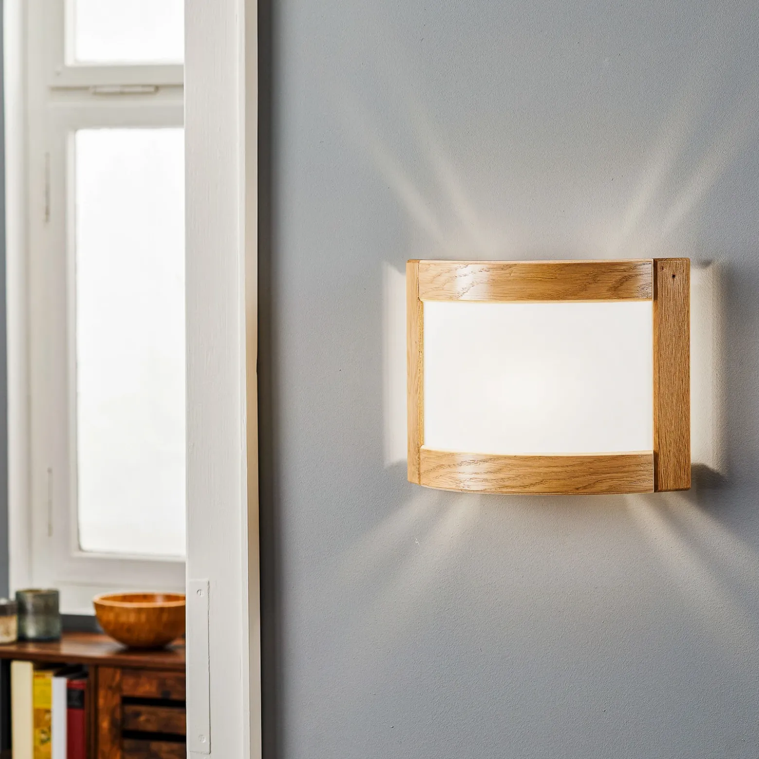 Zanna aplique de pared de madera, altura 22 cm, roble claro