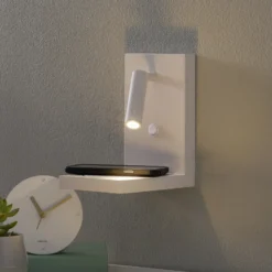 Zanzibar Aplique de pared LED con brazo de lectura, blanco