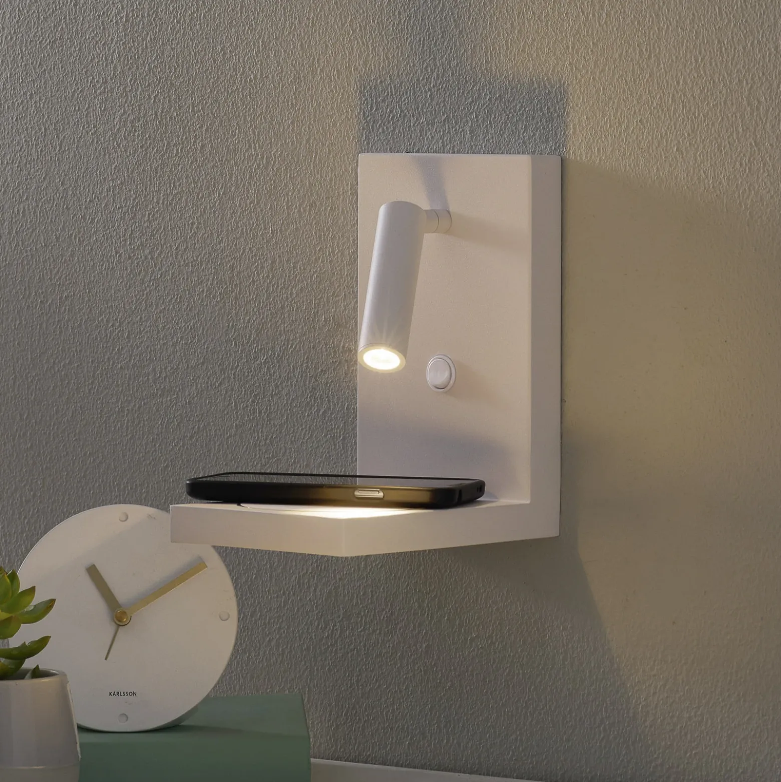 Zanzibar Aplique de pared LED con brazo de lectura, blanco